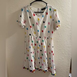 Lazy Oaf - White Multicolored Polka Dot Dress - Medium